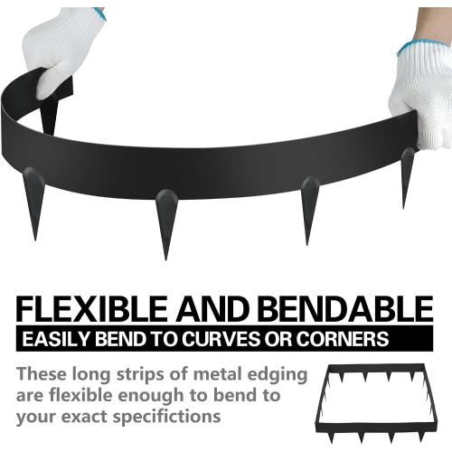 Worth Garden 10-Pack (34Ft Total) Galvanized Steel Landscape Lawn Edging - 6 in. H Bendable Metal Strips - Hammer-in 18-Gauge Flexible Black Edging Border - Yard Pathway Divider - Buckle Connection