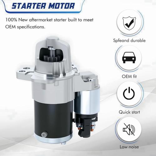 New Starter Motor 17986 Compatible with 07-16 GMC Acadia, 09-17 Chevy Traverse,Impala 12-20, Buick Enclave Lacrosse, Cadillac SRX XTS STS, Pontiac Saturn Suzuki 3.0L 3.6L V6 Engine
