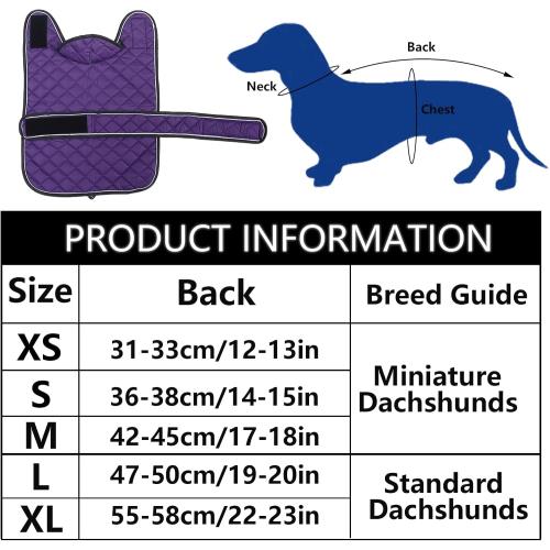 Warm Thermal Quilted Dachshund Coat,Dog Winter Coat with Warm Fleece Lining,Outdoor Dog Apparel with Adjustable Bands for Medium,Large Dog-Purple-M
