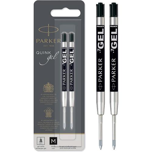Parker Refill for Parker Retractable Gel Ink Roller Ball Pens, Medium Conical Tip, Black Ink, 2/Pack