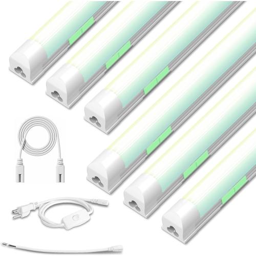 6 Pack Dimmable 4FT Led Shop Lights,30W T8 Integrated LED Light,3000-6500K Tunable with Switches 6CCT 6Watts,4500LM Frosted Cover,Linkable, Plug-in Shop Lights for Workshop,Garage,Basement