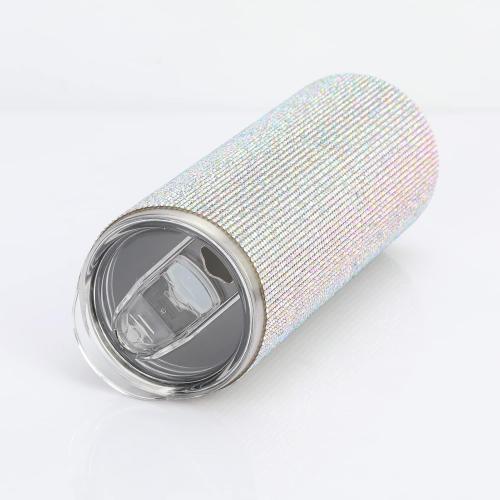 Diamond Stainless Steel Insulated Water Bottle With Straw & Brush - Reusable Leak-Proof Glitter Bottle for Women - Iced Coffee Cup Multicolor