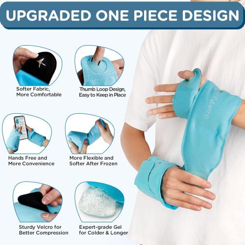 Comfytemp Wrist Ice Pack Wrap for Carpal Tunnel Relief, 2 Packs, FSA Eligible HSA, Gel Ice Packs for Injuries Reusable for Wrist Hand Pain, Hot Cold Compress Brace, Surgery Recovery Gifts Men Women