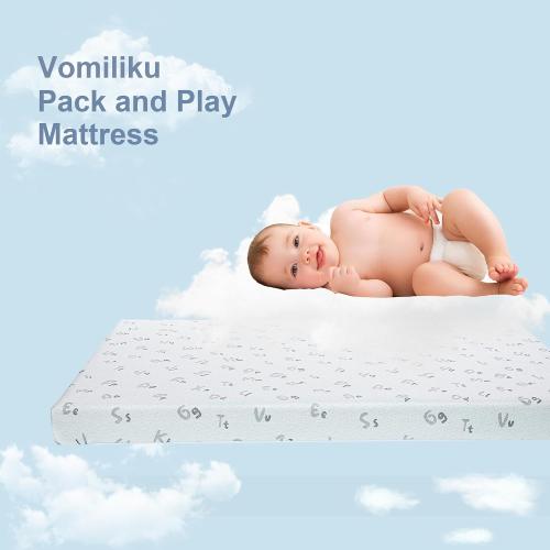 Pack and Play Mattress Pad Dual-Sided Memory Foam Pack N Play Mattress for Playpen Playard, Soft Mini Crib Mattresses for Baby Toddler with Machine Washable Cover