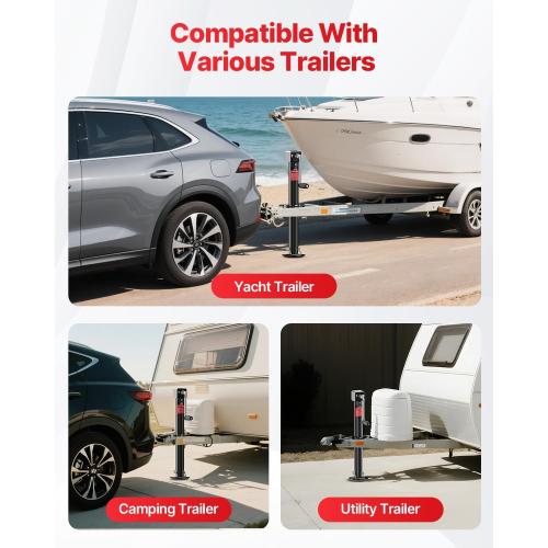 5500-7500lbs Electric A-Frame Trailer Jack, 23.2 Vertical Travel, 12V DC,for RV Trailer, Camper，Silver (5000-M)