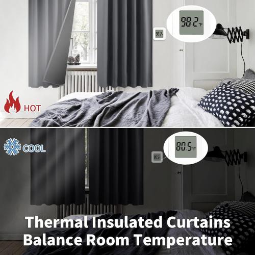 BGment 100% Grey Blackout Curtains for Bedroom 63 Inches Long, Double Layer Room Darkening Thermal Insulated Curtains with Liner Rod Pocket and Back Tab Panels(42 x 63 Inch, 2 Panels, Dark Grey)