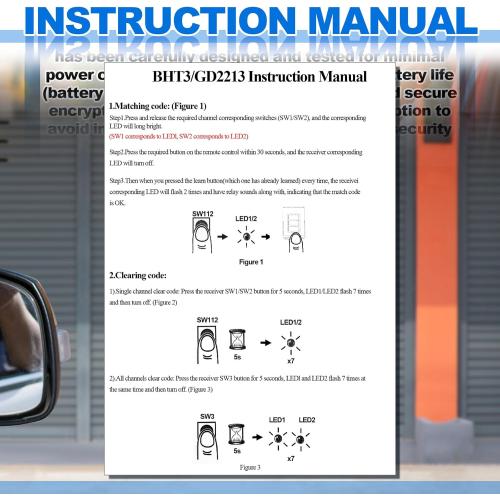 Kingdder 2 Pieces Garage Door Remote Compatible with Guardian 2211 L 2 Button Garage Door Remote Transmitter 303mhz/390mhz Gate Opener Transmitter with Keychain