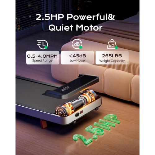 Walking Pad,Treadmill with Incline for Home Office, 2.5HP Portable Under Desk Treadmill with 265 Lbs Capacity,Remote Control, Led Display - missing control