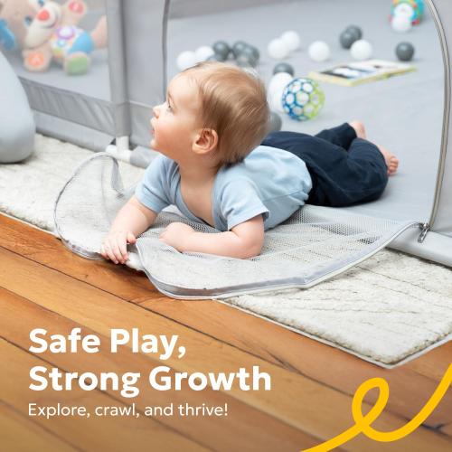 MioTetto Large Baby Playpen – Portable Play Pen, Playpen for Babies and Toddlers with Gate and Breathable Mesh – Indoor, Outdoor Baby Play Yard with Balls & Hangers - Safe and Sturdy Play Pen