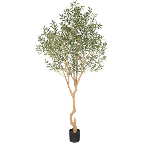 Tall Faux Olive Tree，8ft（96in） Realistic Potted Silk Artificial Olive Tree， Fake Olive Trees Indoor with Green Leaves and Big Fruits for Home Office Living Room Stairs Patio Decor.