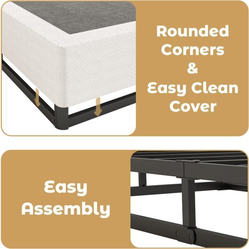 Box Spring for King Bed, 5 inch King Size Box Spring Only, Strong Metal Frame Mattress Foundation, No Noise, Easy Assembly