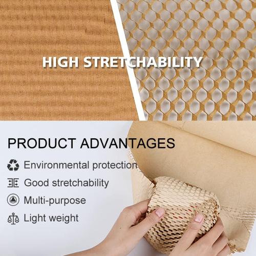 Honeycomb Packing Paper, 12 x 400' Honeycomb Cushioning Wrap Roll for Moving Shipping Packaging Gifts, Recyclable Honeycomb Paper Bubble Paper Wrapping with 20 Fragile Sticker Labels