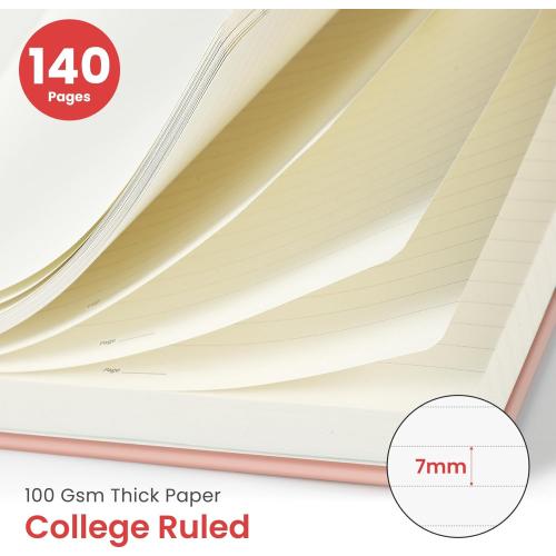 Taja Lined Spiral Journal Notebook for Women & Men, 140 Pages, College Ruled Hardcover Notebook for Work & Note Taking, Journals for Writing, A5(6x8) - Pink