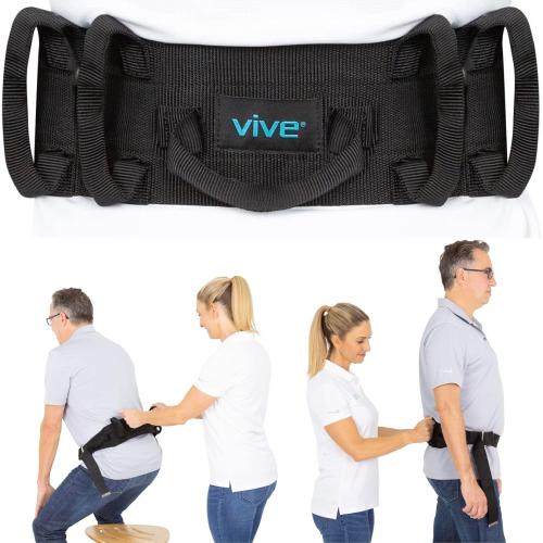 Vive Gait Belt (350lbs) Transfer Belt with Handles - Medical Nursing Safety Patient Assist - Bariatric, Elderly, Handicap, Physical Therapy - PT Gate Strap Quick Release Metal Buckle, Grabbing Teeth