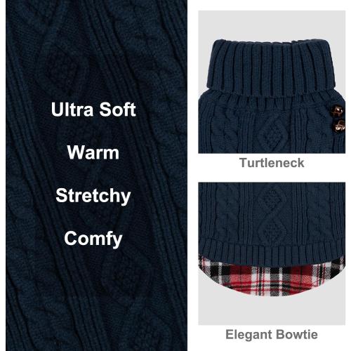Size S....KYEESE Dog Sweater Soft Pullover Dog Sweaters for Small Dogs Male Comfy Puppy Coat for Fall Winter Cold Weather Stretchy Knitwear Cat Clothes Warm Turtleneck Small Dogs Sweater with Gingham Patchwork