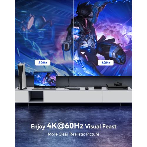 HDMI Switch 5 in 1 Out 4K@60Hz, GANA HDMI Splitter Switcher with Remote, Aluminum HDMI 2.0 Switch Box Hub for 3D, HDCP2.2, HDR, Compatible with Xbox, PS5/4/3,Fire Stick,Roku,Blu-Ray Player