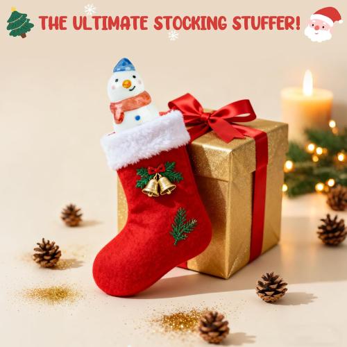 Christmas Stocking Stuffers Gift for Kids Grandkids, Christmas Snowman Ceramic Spinner Party Favors Funny Stress Relief Table Toy Festive Xmas Decor, Blue