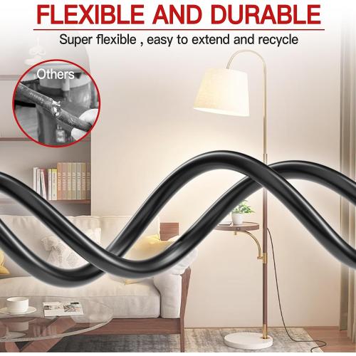 16/3 Short Extension Cord 3 FT, Black Extension Cord Flexible & Durable, Indoor 3 Prong Power Cable, Suitable for Home and Office, 13 Amp 1625 Watt 125VAC 16AWG, ETL Listed