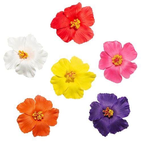Hawaiian Flower Hair Clips for Women, 5 Pcs Plumeria Claw Clips for Think Thin Hair, 3.5 Inch Artificial Flower Clips for Vacation Beach Party (Hibiscus)
