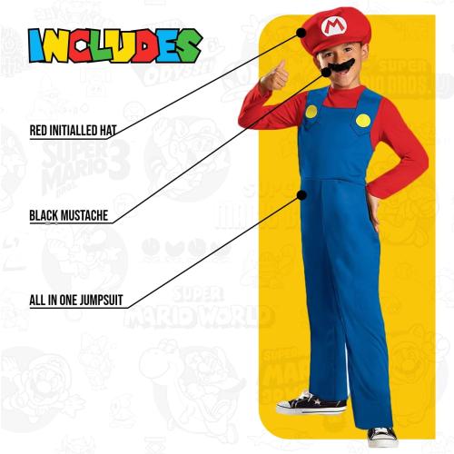 Nintendo Super Mario Costume, Officially Licensed Super Mario Brothers Boys Costume