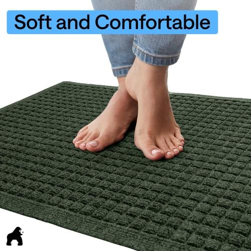 GORILLA GRIP® Ultra Absorbent Front Door Mat Outside Entrance, Traps Dirt and Moisture, HydroABSORB Indoor Outdoor Doormat Holds Up to 1.7 Cups Water, Stain and Fade Resistant Welcome Mat, 29x17 Green