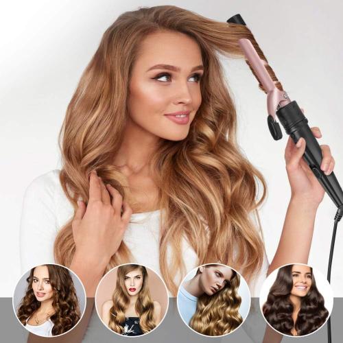 6-in-1 Curling Iron, Professional Instant Heat Up Hair Curling Wand Set with 6 Interchangeable Ceramic Barrels (0.35'' to 1.25'') and 2 Temperature Adjustments, Heat Protective Glove & 2 Clips