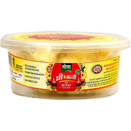 TOTA Wax Free Pure Cow Ghee Diya Cotton Wicks - Yellow| Pack of 2| 90 Ghee Batti