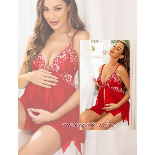 Size xxl...Avidlove Women Lace Lingerie Front Closure Babydoll V Neck Nightwear Sexy Chemise Nightie