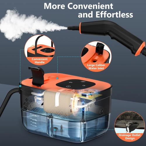 Steam Cleaner, Portable Steamer for Cleaning with 16pcs Accessories, 6-Level Adjustable and 15s Heat-Up, Handheld Steam Cleaner for Home, Tile, Dirt, Grout, Grease, Car Detailing