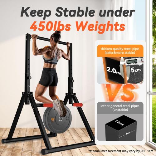 Power Tower Pull Up Dip Station Foldable, Pull Up Bar Station Adjustable, Multi-Function Home Gym, Strength Training Fitness Equipment, Triangular Design, for Home Outdoor