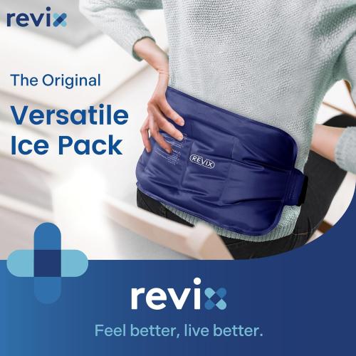 REVIX Ice Pack for Injuries Reusable Gel for Lower Back, Cold Packs for Back Shoulder, Elbow, Hip, Leg, Wrap Around Entire Knee, Soft Cold Compress,16 × 9 Navy