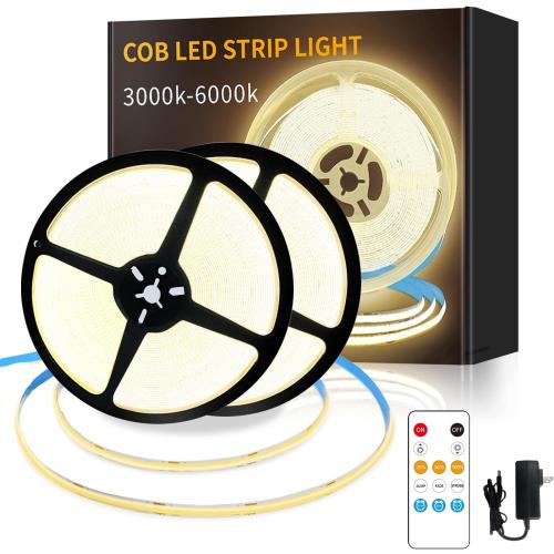 COB LED Strip Lights 100ft,3000K DC 24V Dimmable Warm White Flexible LED Rope Lights for Bedroom,with Remote and app Control LED Lights Strip for Living Room, Shelf, Cabinet
