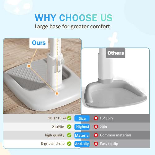 Adjustable Height Baby Shower Stand with Anti-Slip Base, Bath Shower Standing Support, Portable Bath Helper