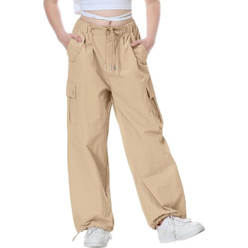 Thread Supply Parachute Pants for Girls Y2K Cargo Trousers with Pockets Harajuku Jogger Pants size : x-small
