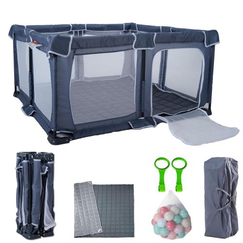 Foldable Baby Playpen 50X50,Play Pen for Babies and Toddlers, Portable Playpen, Kids Collapsible Play Pen, Indoor & Outdoor Baby Fence with Visible Mesh,Safety Area Travel Play Yard with mat (Grey)