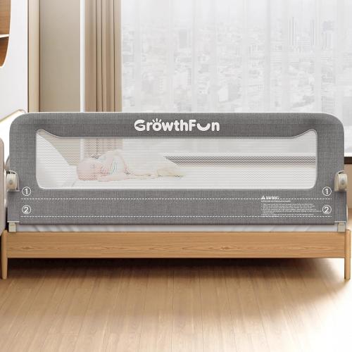 Foldable Bed Rail for Toddlers, 74in Reinforced Carbon Steel Frame&Connectors, Breathable Cationic Fabric - Safety Toddler Bed Rails for Queen, King, Twin, Full, No-Tool Setup.