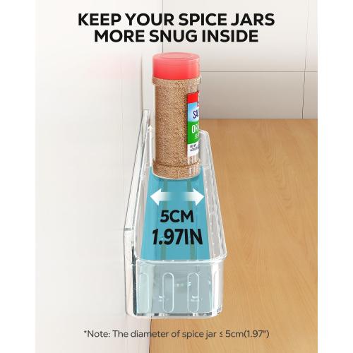 Nieifi Spice Rack Wall Mount, 4 Pack, Clear, Screw or Adhesive Installation, Spice Rack Organizer for Your Kitchen Cabinet or Pantry Door