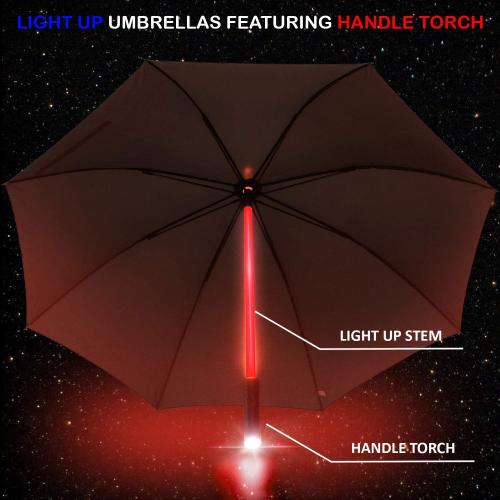 Color Clear Liberty Imports 3 PACK - LED Light Up Umbrellas with 7 Color Changing Effects | Windproof Golf Umbrellas with Flashlight Handle (Clear/Black/Gray)