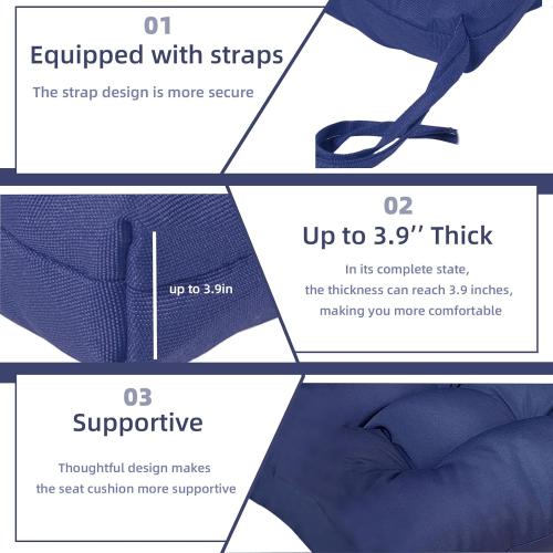 Outdoor Wicker Chair Cushions Set of 2 Solid Fluffy Patio Chair Cushion High Back Waterproof Patio Rocking Chair Replacement Pads for Outdoor Furniture Dark Grey 41.7*20.8*3.9