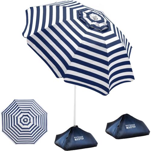OutdoorMaster 7.2ft Beach Umbrellas for Sand with Sandbag & Anchor | 7.2ft Adjustable Umbrella for Beach, Wind Resistant, Portable UPF50  Sunshade with Carry Bag for Patio