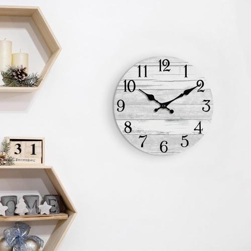 KECYET Wall Clock Battery Operated 12 Inch Gray Silent Non Ticking Country Rustic Design Vintage Retro Decorative for Bathroom Kitchen Bedroom