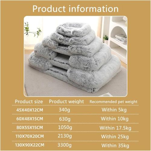 Half Surround Dog Bed Soft Square Pet Cat Sofa Full Filling Medium Kennel Plush Cushion House(Light Gray,Small)