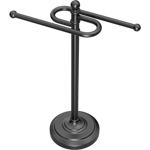 Gatco 1546MX Modern Round Base Freestanding Countertop S Style Towel Holder, Matte Black / 14.25 H x 8 W S-Shape Countertop Towel Rack/Hand Towel Holder for Bathroom, Kitchen