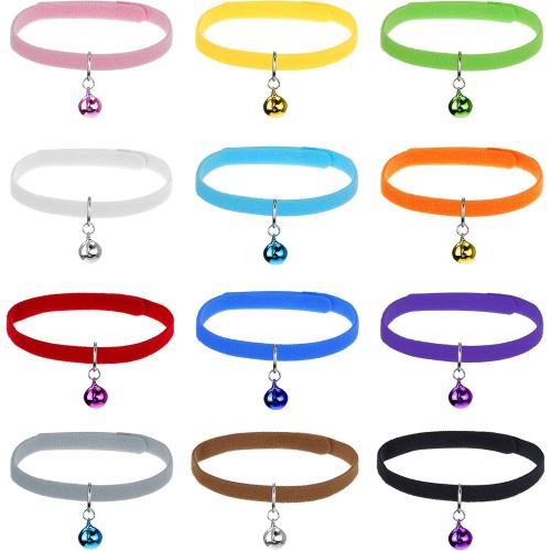 jiebor 24Pcs Tiny Kitten Collar Puppy Whelping Collars with 24Pcs Bell for Small Newborn Puppies Kitten Cat Dog