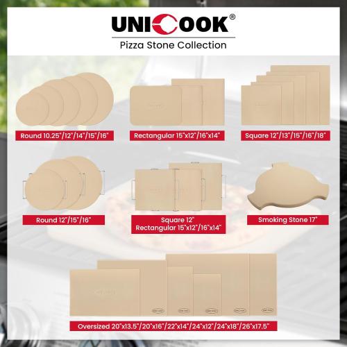 Size 24x18 Color beige Unicook Extra Large Pizza Stone 24”x18” for X-Large Home Ovens and Commercial Ovens, Rectangular Baking Stone, Ideal for Baking Crispy Pizzas, Bread and Cookies, Heavy Weight 16.6 lbs