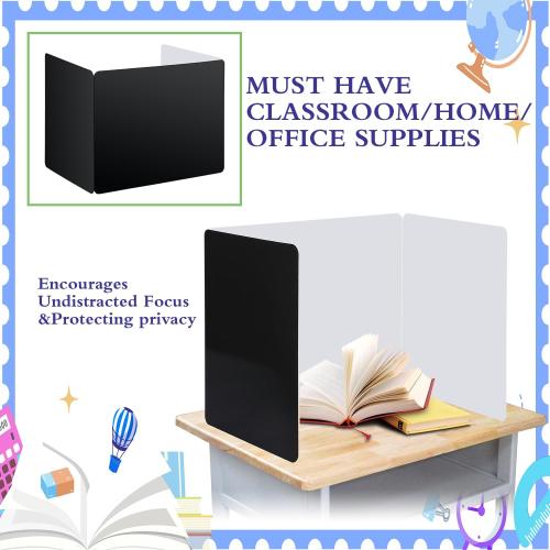 EARTHSON Set of  24 Pcs Privacy Folders for Students, Privacy Dividers for Classroom, Study Carrel Desks Privacy Boards, Cardboard Privacy Shields Folder for School Teachers Home, Black
