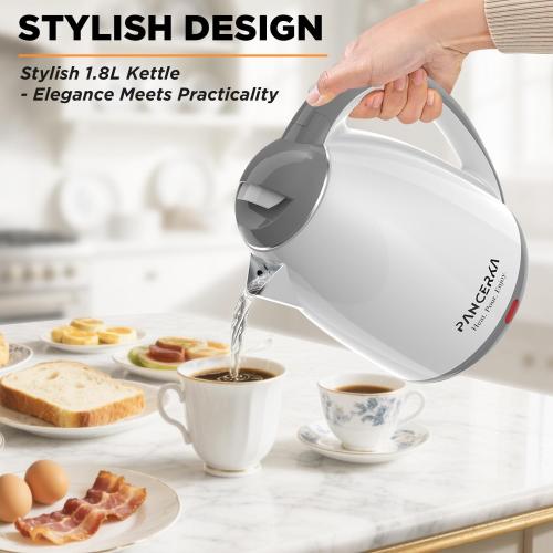 Electric Kettle, 1.8L Tea Kettle for Coffee & Tea, Fast Boil, Auto Shut-Off, White