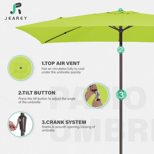 Size  6.5x10 ft Color Red Rectangular Patio Umbrellas Outdoor Market Umbrella with Push Button Tilt and Crank, Rectangle Table Umbrella 6 Sturdy Ribs UV Protection for Pool Garden Backyard Deck,