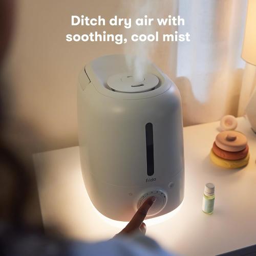 Frida Baby 3-in-1 XL Top Fill Humidifier for Bedroom, Cold & Flu Relief, 6L Tank Cool Mist Humidifier   Diffuser for Large Rooms, Nightlight, Auto-Off, Quiet, Essential Oil Diffuser