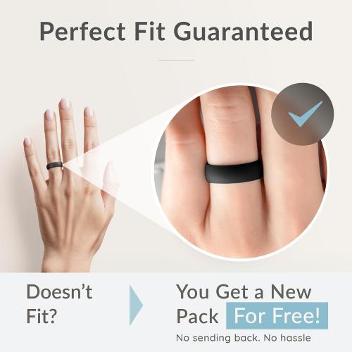 ThunderFit Women’s Silicone Wedding Rings – 5.5mm Wide, 2mm Thick Engagement Rings, Rubber Engagement Bands, 7-Pack